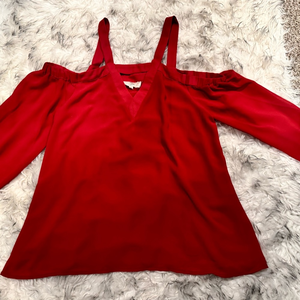 Entro Burnt Orange Cold Shoulder Womens Top